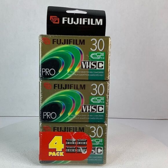 Fujifilm TC-30 VHSC Premium High Grade SEALED Camcorder Cassette Tapes Set of 4 - Picture 2 of 4